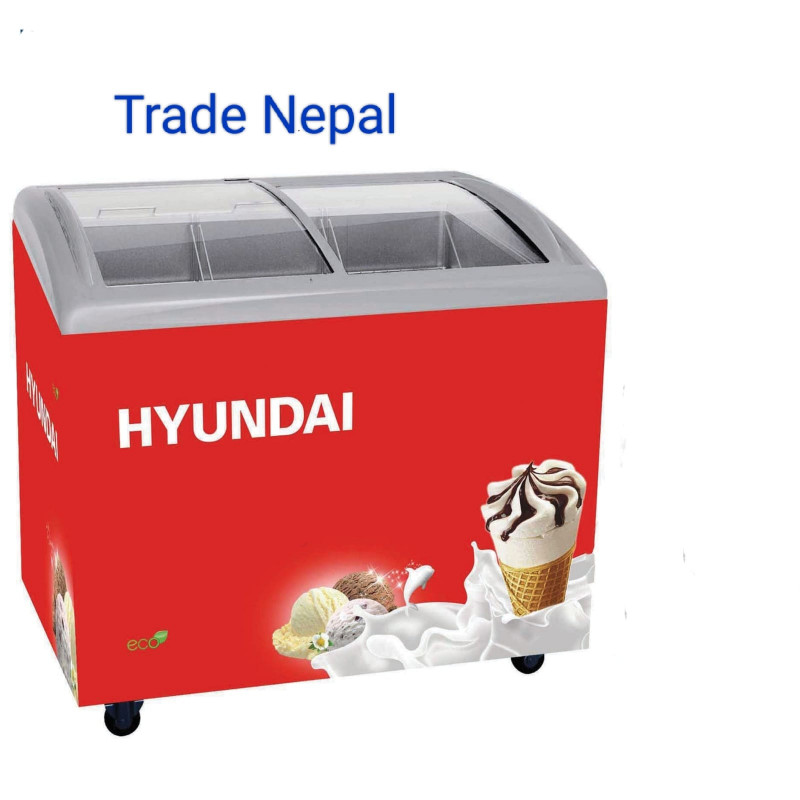 Hyundai 328 Ltrs. Curve Sliding Glass Top Chest Freezer-Trade Nepal