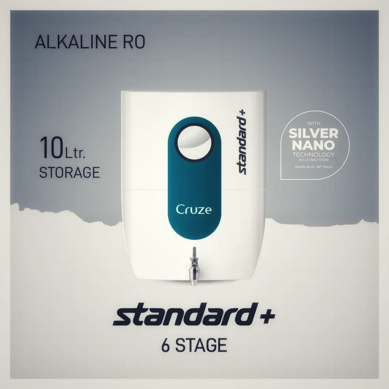 Cruze water Purifier Standard + RO+ALKALINE + SILVER NANO +TDS (Teal Green )-Trade Nepal