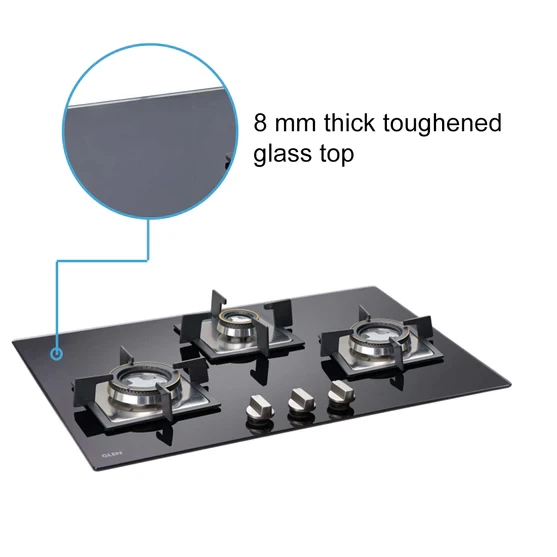 Glen BH 1073 SQ DB GAS HOBS with Double Ring Brass 3 Burners-Trade Nepal