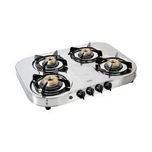 Glen Cooktops CT 1045 SS HF BB AI -4 Burner Stainless Steel Gas Stove Extra Wide 1 High Flame 3 Brass Burner 70 CM -Trade Nepal
