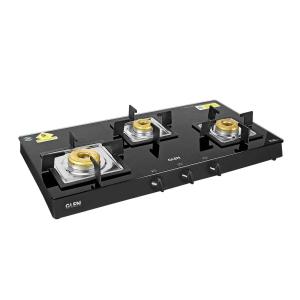 Glen Cooktop- 1038 SQ Gt BL BB-3 Burner Forged Brass Burners-Trade Nepal