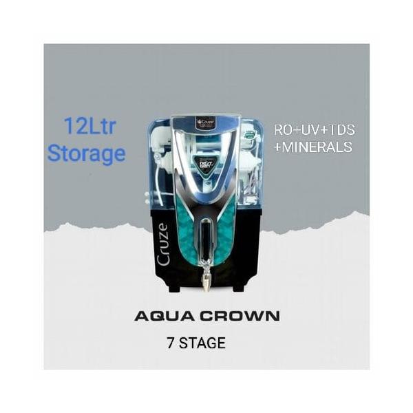 Cruze water purifier Aqua crown 12 L RO + UV + UF + TDS +Minerals water Purifier (Black )-Trade Nepal