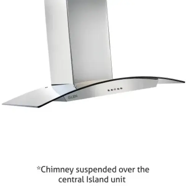 Glen Island- CH 6071 -Kitchen Chimney Push Button 90 cm Curve Glass - Trade Nepal