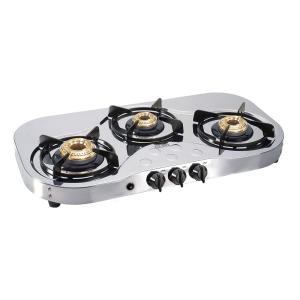 Glen 1035 SS HF BB -Stainless Steel 3 Manual Burner LPG Gas Cooktop -Trade Nepal
