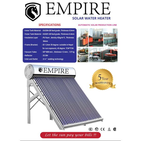 Empire 400 Ltr. Solar Water Heater 30tube-Trade Nepal