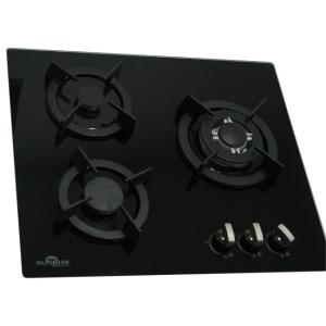 Sunrise Hob DBS301-3 Burner Built in Glass Hob with European Sealed Burners, Auto Ignition