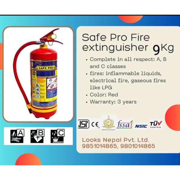 9Kg SAFE PRO FIRE EXTINGUISHERS ABC TYPE COMPLETE ALL-TRADE NEPAL