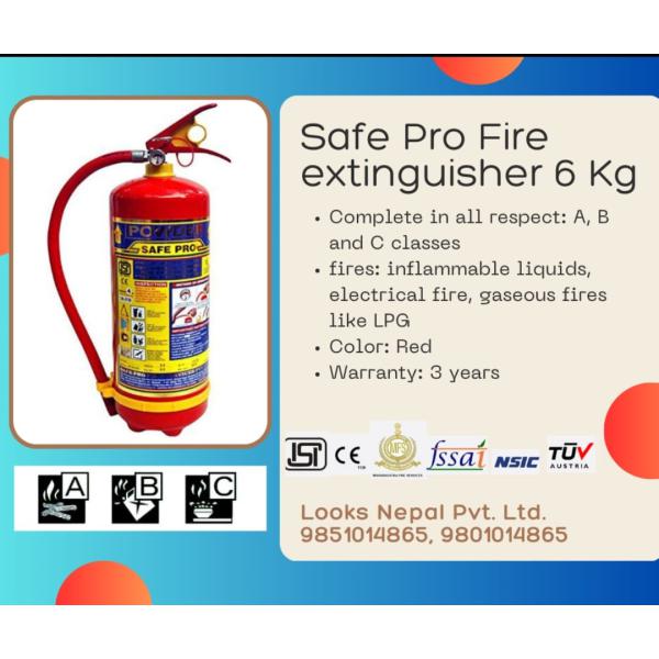 6Kg SAFE PRO FIRE EXTINGUISHERS ABC TYPE COMPLETE ALL-TRADE NEPAL