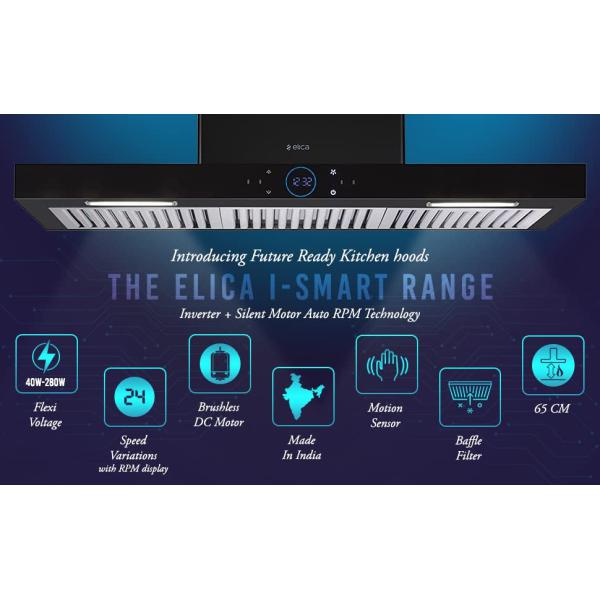 ELICA ISLAND CHIMNEY I SMART SPOT H6 BF ISLAND LTW 90 NERO-Trade Nepal