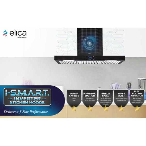 ELICA ISLAND CHIMNEY I SMART SPOT H6 BF ISLAND LTW 90 NERO-Trade Nepal