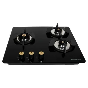 Faber HOB MAXUS HT603 CRS BR CI AI 3 Burner Auto Ignition Glass Top -Black