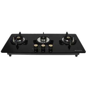 Faber HOB MAXUS HT803 CRS BR CI A 3 Burner Auto Ignition Glass Top -Black