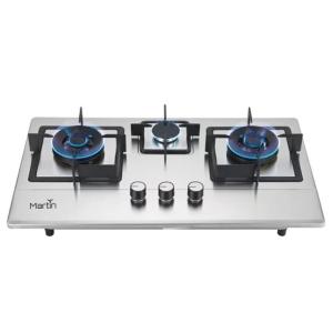Martin Hob DBS 307 -3 Burner Ultra Tuff Stainless Steel Gas Stove | Forged Brass Burner | Auto Ignition with Flame Failure Device