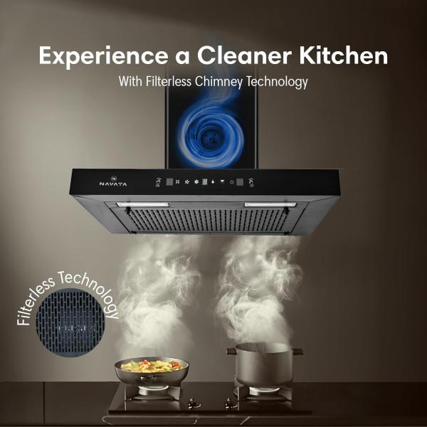 Navata NA LINEAR TG BK 60cm suction 1250 m3/H Kitchen Chimney || 7year warranty on Motor-Trade Nepal