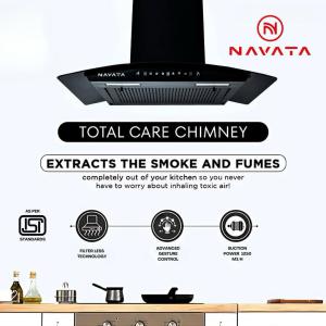 Navata TENSILE COM SLBK 90cm Kitchen Chimney – Auto Clean, Filterless, Motion Sensor-Trade Nepal