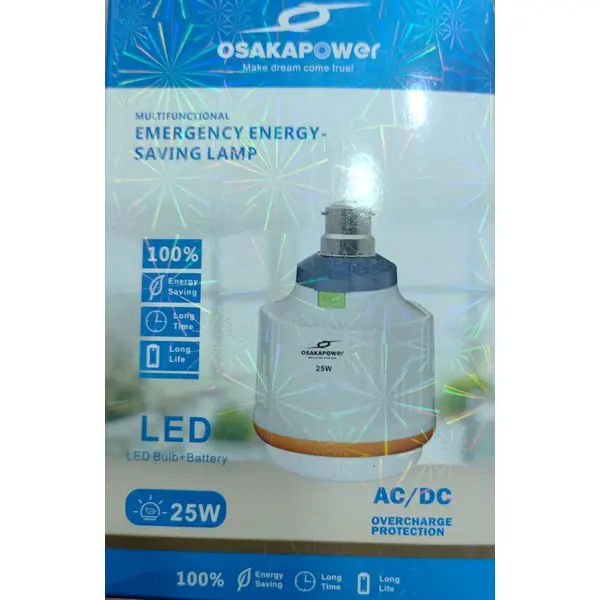 25Watt Emergency Rechargeable LED Lamp (Bulb) DC AC with 8-hour Backup-Trade Nepal
