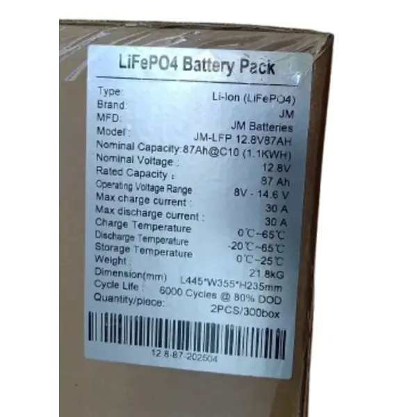 Lithium Lifepo4 Battery JM 87Ah/12V– Trade Nepal