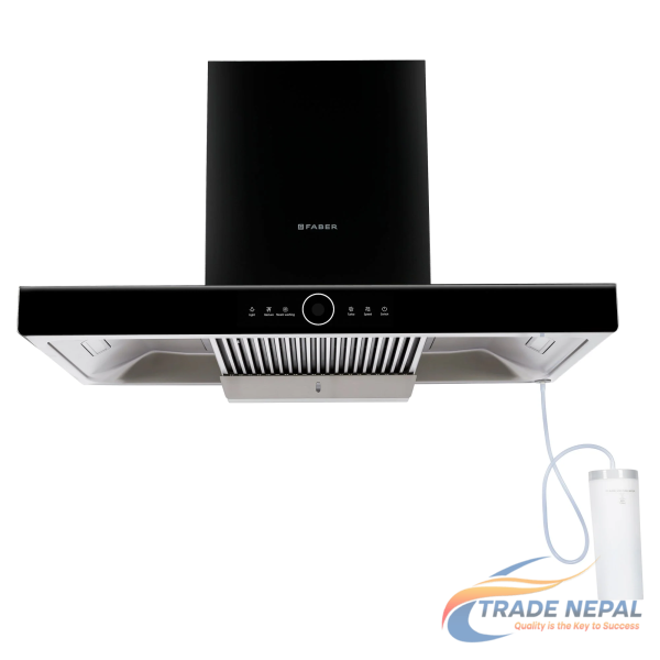 FABER THUNDERBOLT CHIMNEY FL SW SC BK 90CM HOOD 