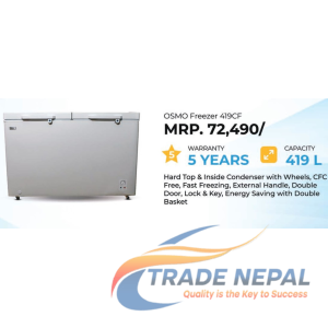 Osmo Hard Top Chest Freezer 419L | 5 Years Warranty | Nepal