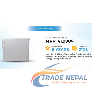 Osmo Hard Top Chest Freezer 212L | 5 Years Warranty | Nepal