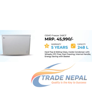 Osmo Hard Top Chest Freezer 248L | 5 Years Warranty | Nepal 