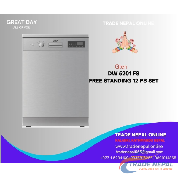 Glen DW 5201 FS Free Standing Dishwasher – 12 Place Setting, Energy Efficient