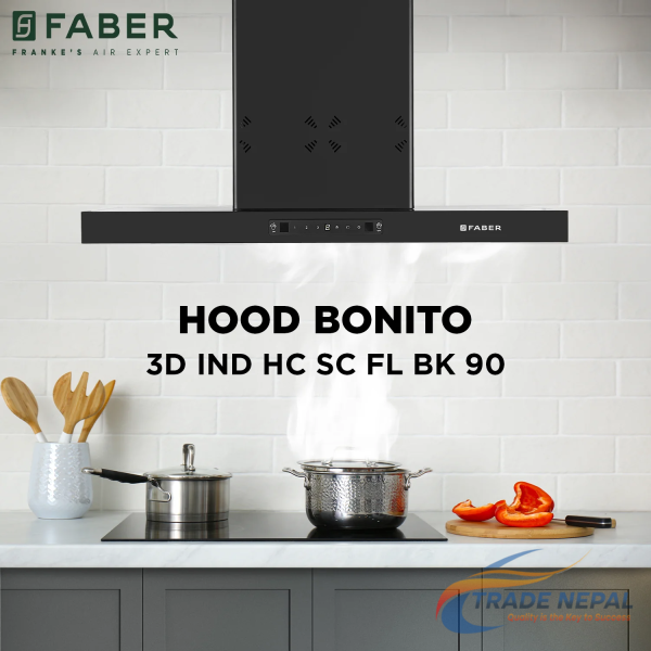 FABER Hood BONITO 3D IND HC SC FL BK 60/90cm Auto Clean