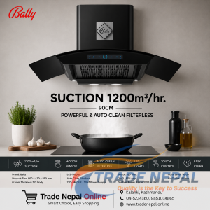 Bally Auto clean filterles Chimney Suction 1200m3/hr 90cm with Motion sensor -Trade Nepal